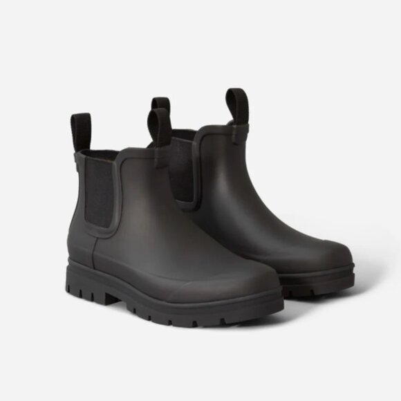 EVERLANE The Rain Boot Solid Black Lug Sole Chunky Pull On Waterproof - Picture 5 of 6